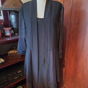 R&M Richards Black Dress with Sheer Sleeves